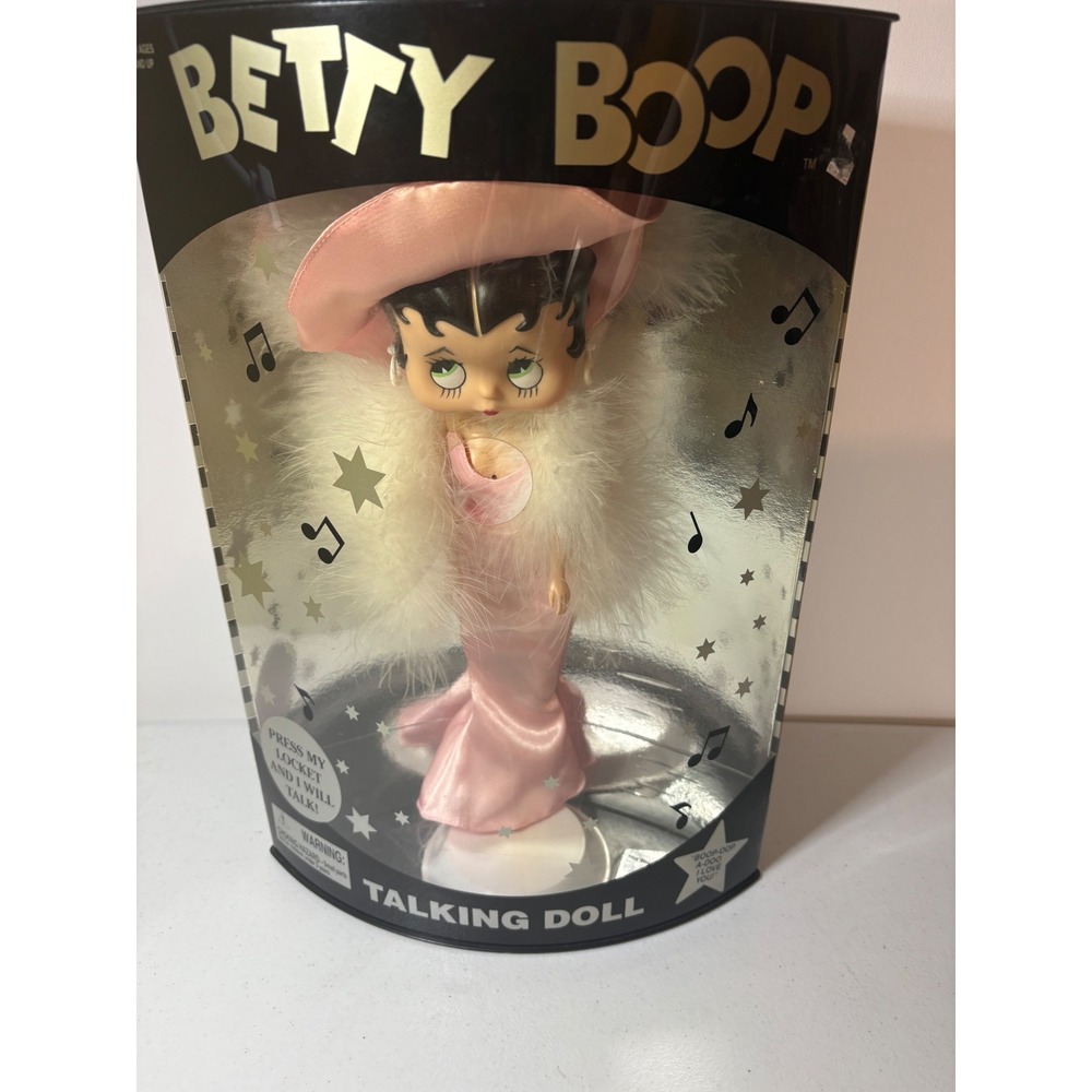 Vintage 1998 Betty Boop Collectible Talking Doll In Box Pink Gown Hat 12"